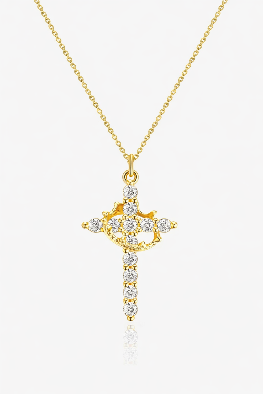 Collar con cruz y corona giratoria