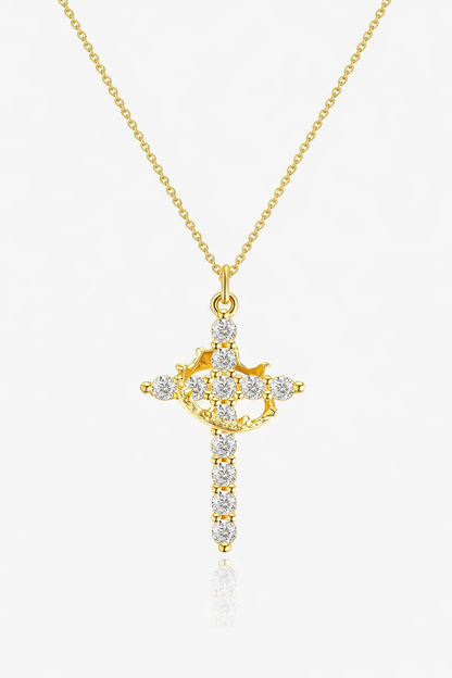 Collar con cruz y corona giratoria