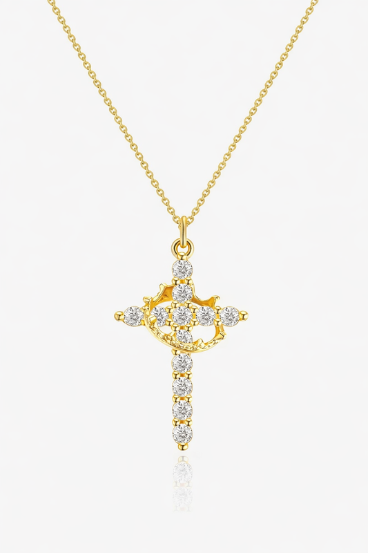 Collar con cruz y corona giratoria